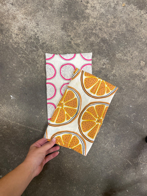Fruity Print Kitchen Towels (Some Light Stains)