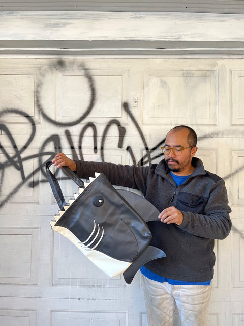 Fun Fake Leather Shark Tote Bag
