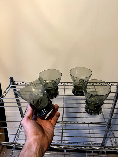 Art Deco MCM Green Glasses Set