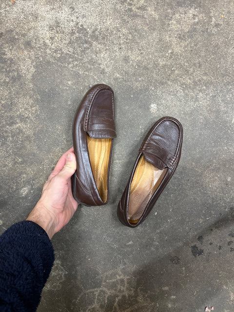 GH Bass Brown Leather Loafers, Size US 7.5 W