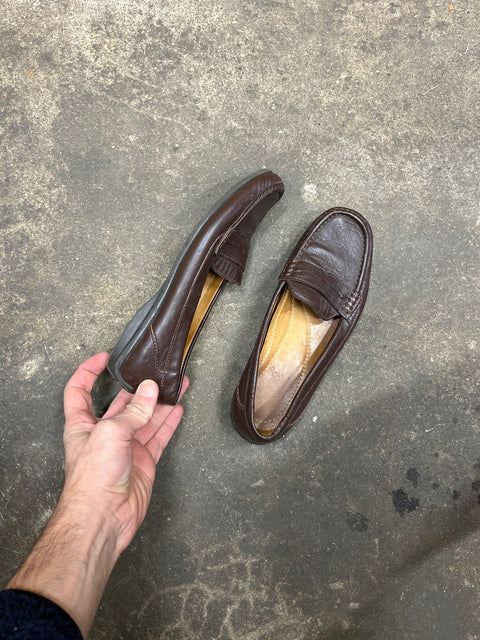 GH Bass Brown Leather Loafers, Size US 7.5 W