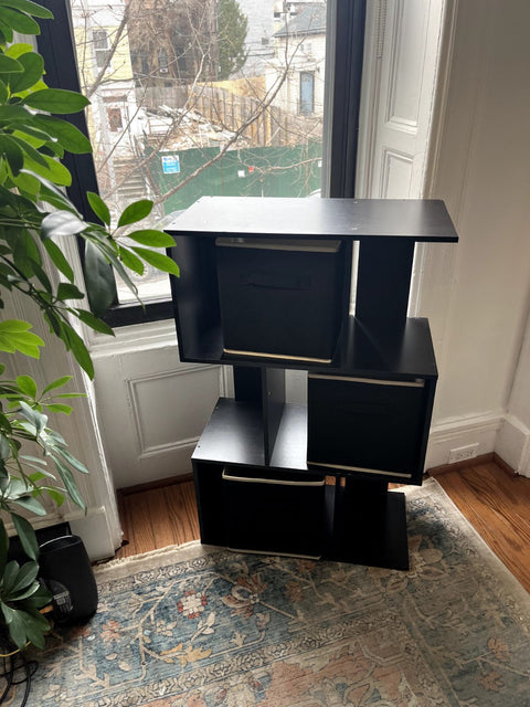 Geometric Storage Unit With Fabric Drawers, W24xD12xH37"