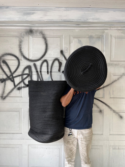 Giant Rope Basket And Lid, H35xW16.5"