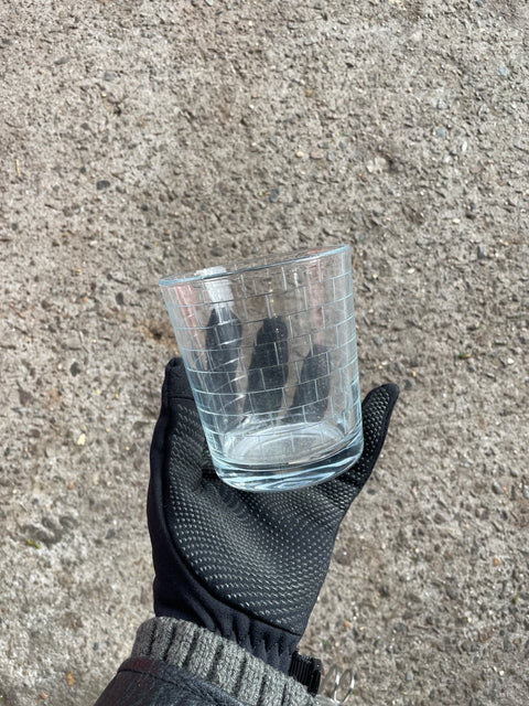 Glass Cup with Brick Design