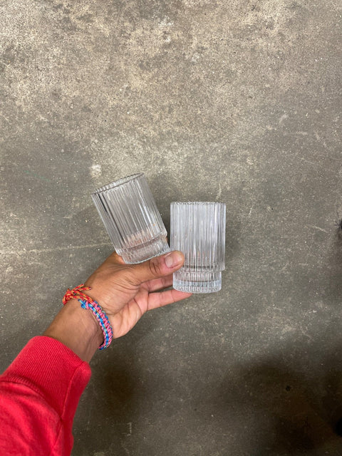 Glass Ribbed Lowball Tumblers