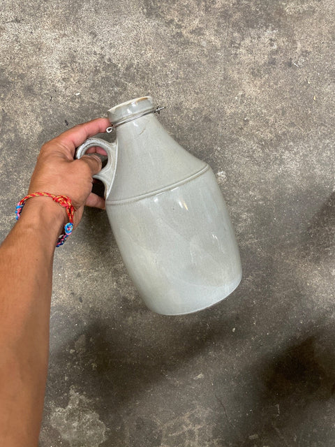 Glazed Ceramic Jug Container With Lid
