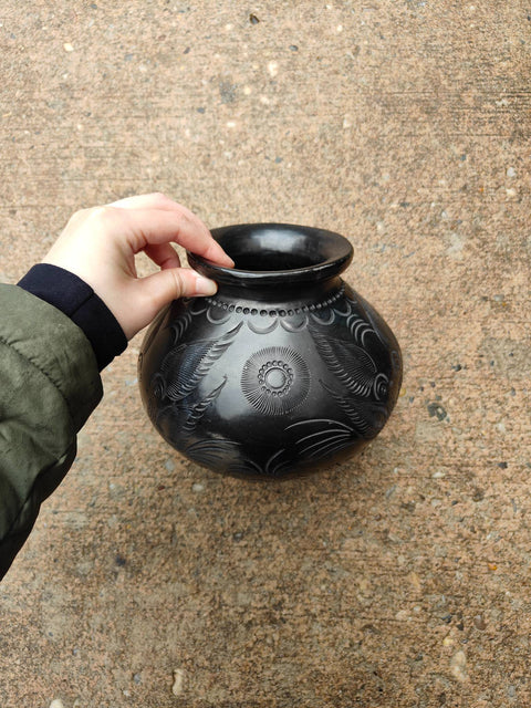 Glazed Wooden Round Bottom Vase