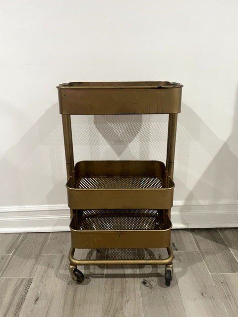 Gold Rolling Utility Cart, W16xD12xH31in