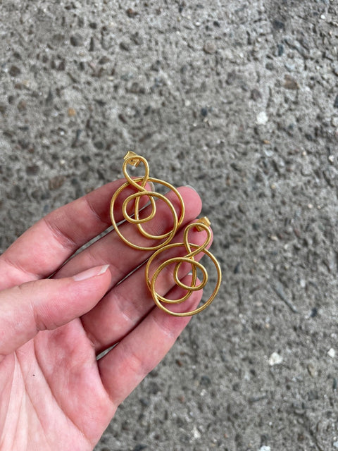 Gold Swirl Statement Earrings