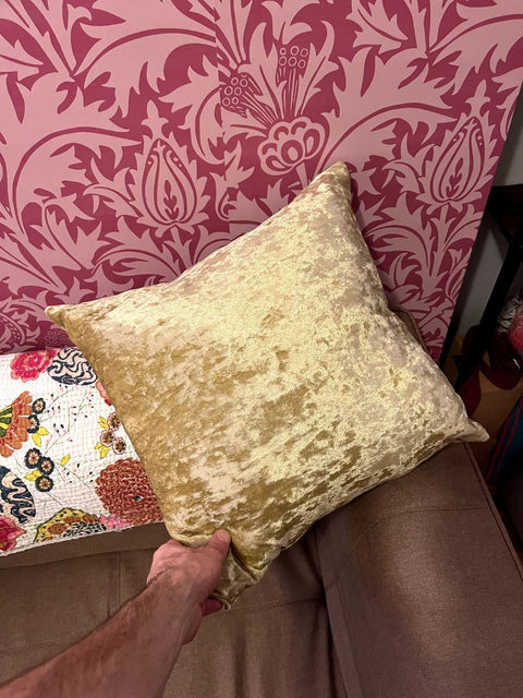 Gold Velvet Throw Pillow, 17x17"