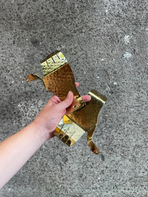 Golden Hammered Candle Holder Set