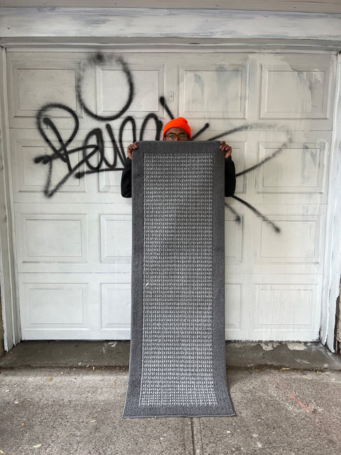 Gray Textured Indoor/Outdoor Runner Rug, 35" Long
