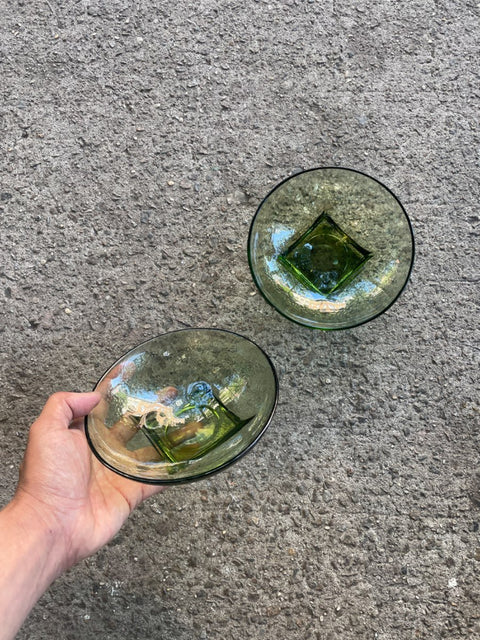 Green Glass Dessert Bowls