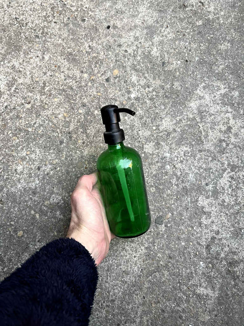 Green Glass Soap Bottle