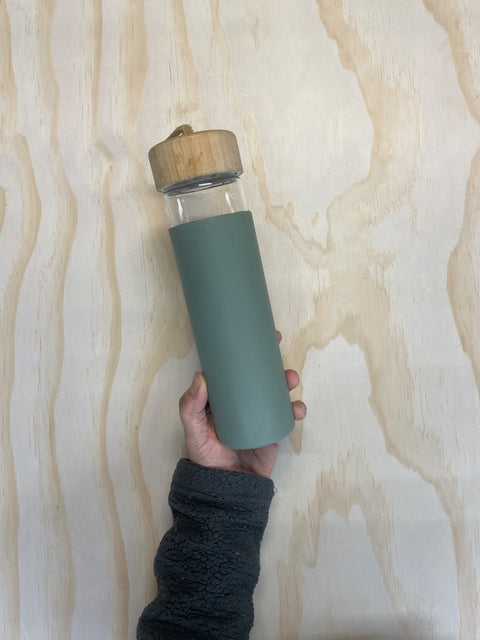 Green Glass Water Bottle