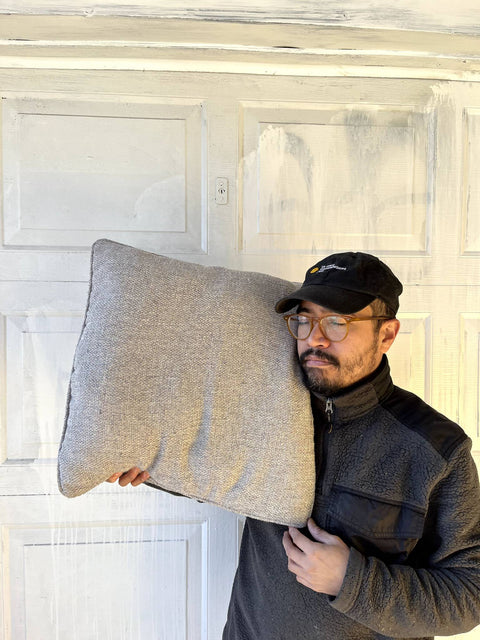 Grey Textured Throw Pillow