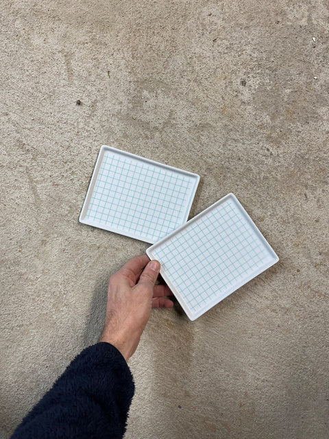 Grid Patterned CB2 Serving Dishes Set 1