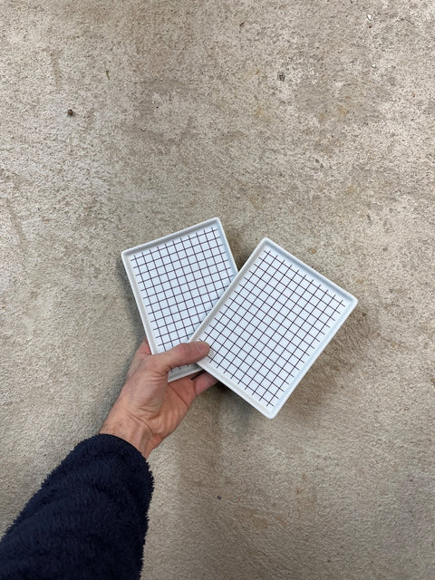 Grid Patterned CB2 Serving Dishes Set 3