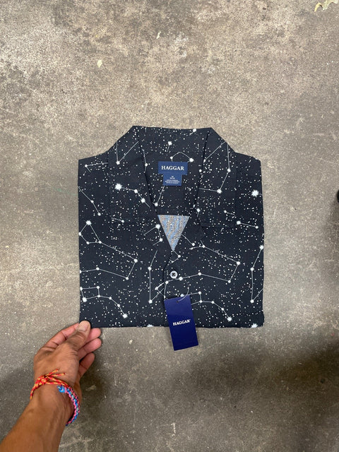 Haggar Constellation Print Shirt, Sz M