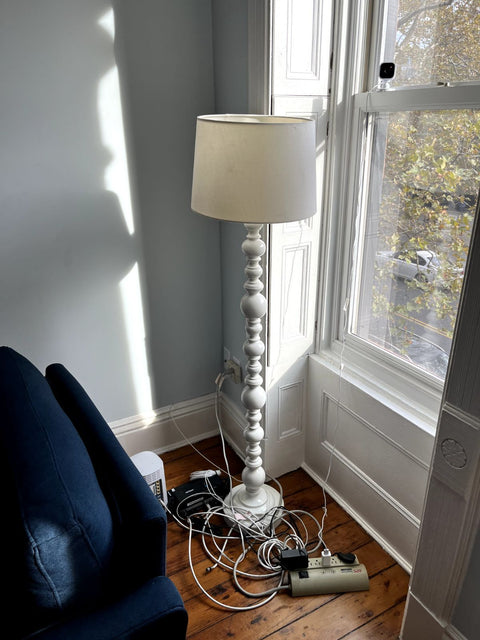 Hampton Bay Shabby White Floor Lamp, H60"