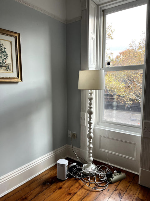 Hampton Bay Witherby Shabby White Floor Lamp, H61"