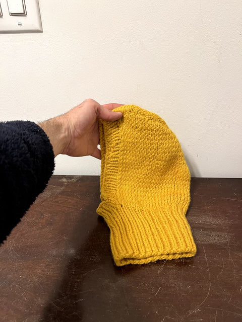 Hand-Knitted Yellow Wool Balaclava