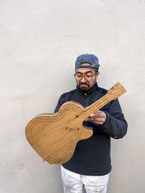Handmade Wooden Guitar Cribbage Board