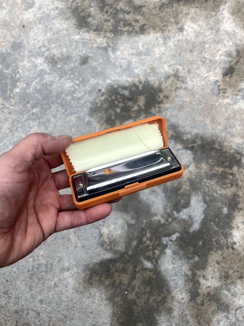 Harmonica in Orange Case