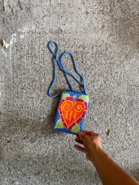 Heart Embroidered Small Crossbody Bag
