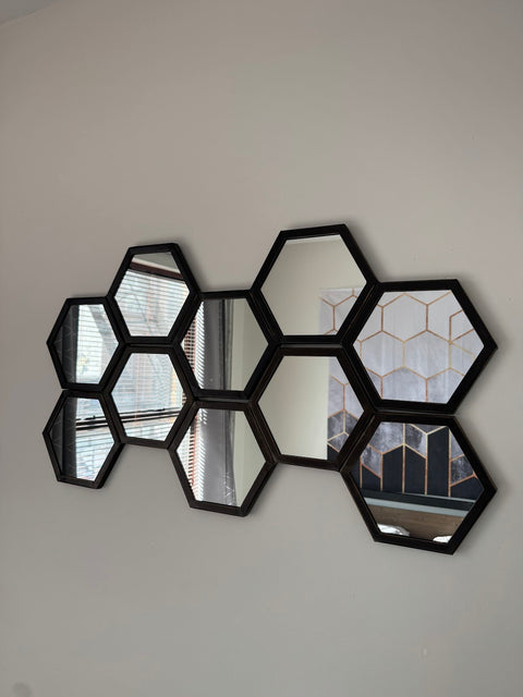 Two 5-piece Hexagonal Mirrors, 35”x11” Each