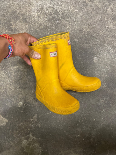 Hunter Yellow Rain Boots, 10 US Boys or 27 EU