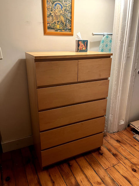 IKEA Malm 6-drawer Dresser (Heavy!), W32xD19xH48"