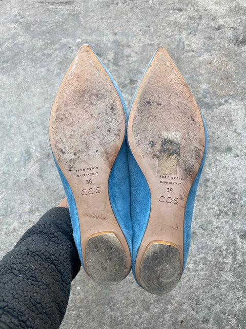Cos Blue Velvet Flats, Sz 38