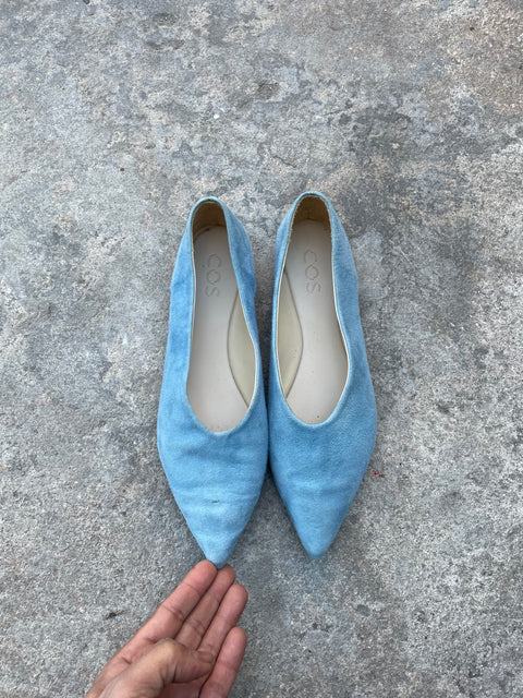 Cos Blue Velvet Flats, Sz 38