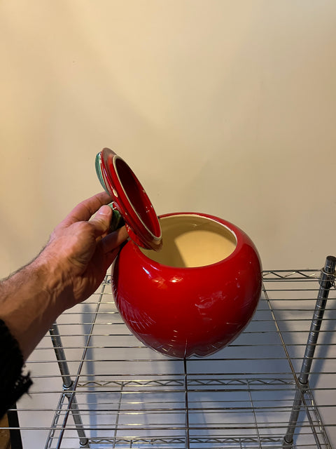 Super Pretty Red Apple Ceramic Cookie Jar