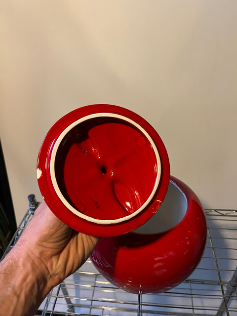 Super Pretty Red Apple Ceramic Cookie Jar