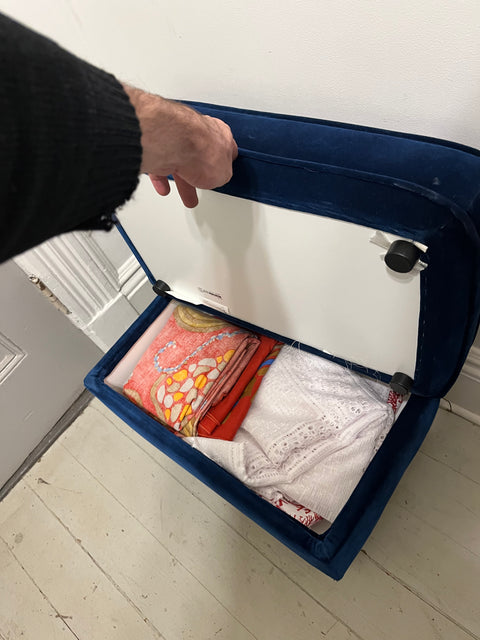IKEA STRANDMON Velvet Storage Footstool