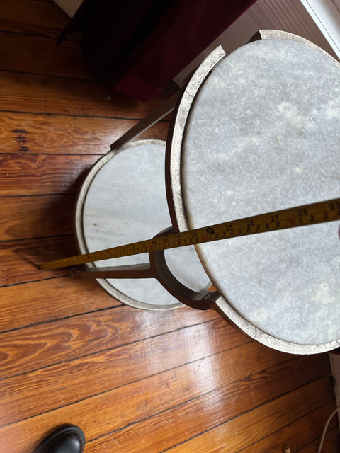 Stylish Faux Carrara Marble Top End Table, W17.5xH23"