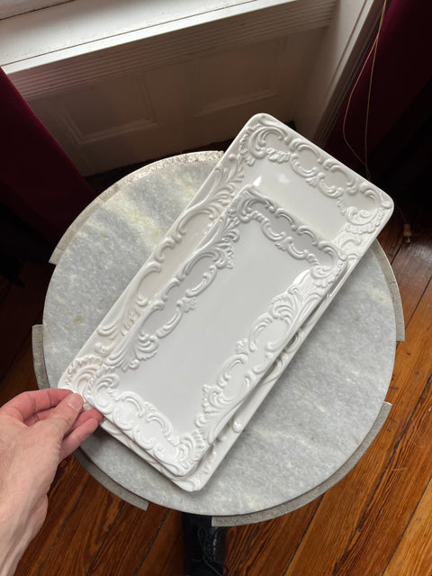 Two Ornate Serving Platters, 11" & 15"