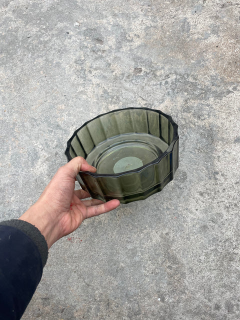 A Candle in its Past Life, Now a Very Nice Big Glass Dish