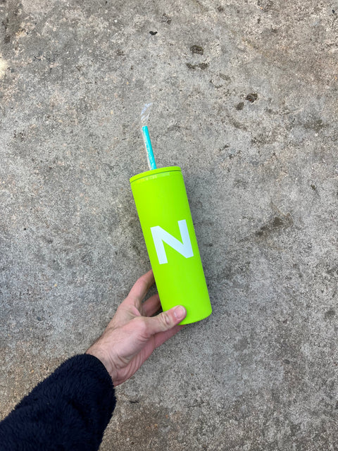 Modern Expressions Monogram Green Plastic Tumbler