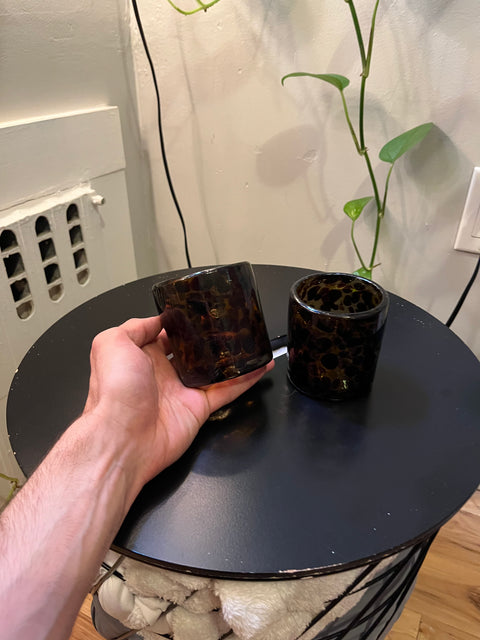 Thick Brown Tortoiseshell Spotted Drinking Glasses