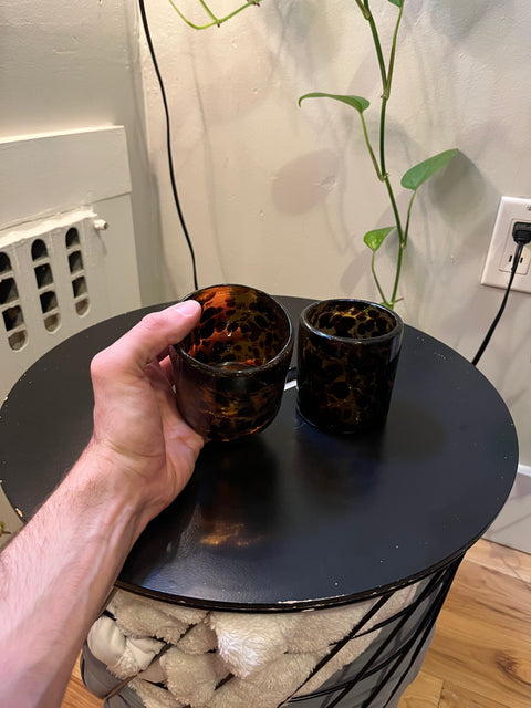 Thick Brown Tortoiseshell Spotted Drinking Glasses