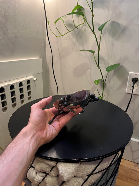 Hammered Metal Dish With Olive Branches Legs