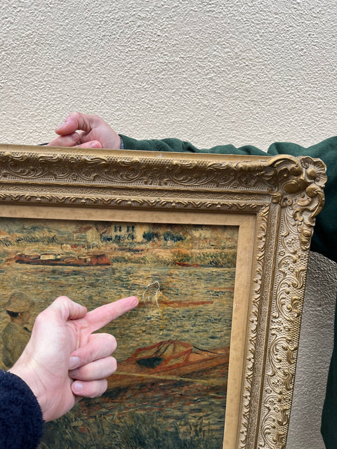 Oarsmen at Chatou by Renoir Used Print In Vintage Frame