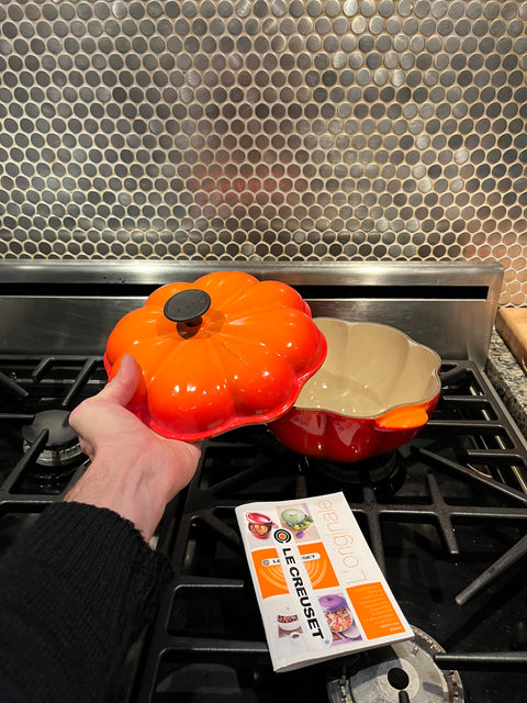 Brand New Le Creuset Pumpkin Dutch Oven, Size 2 Qt
