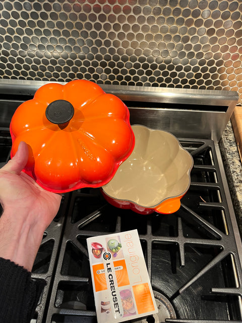 Brand New Le Creuset Pumpkin Dutch Oven, Size 2 Qt