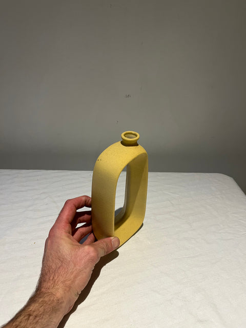 Abstract Ceramic Hollow Yellow Vase