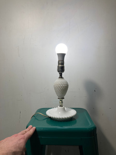Vintage Milk Glass Hobnail Lamp