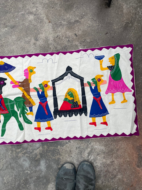Colorful Folk Art Tapestry
